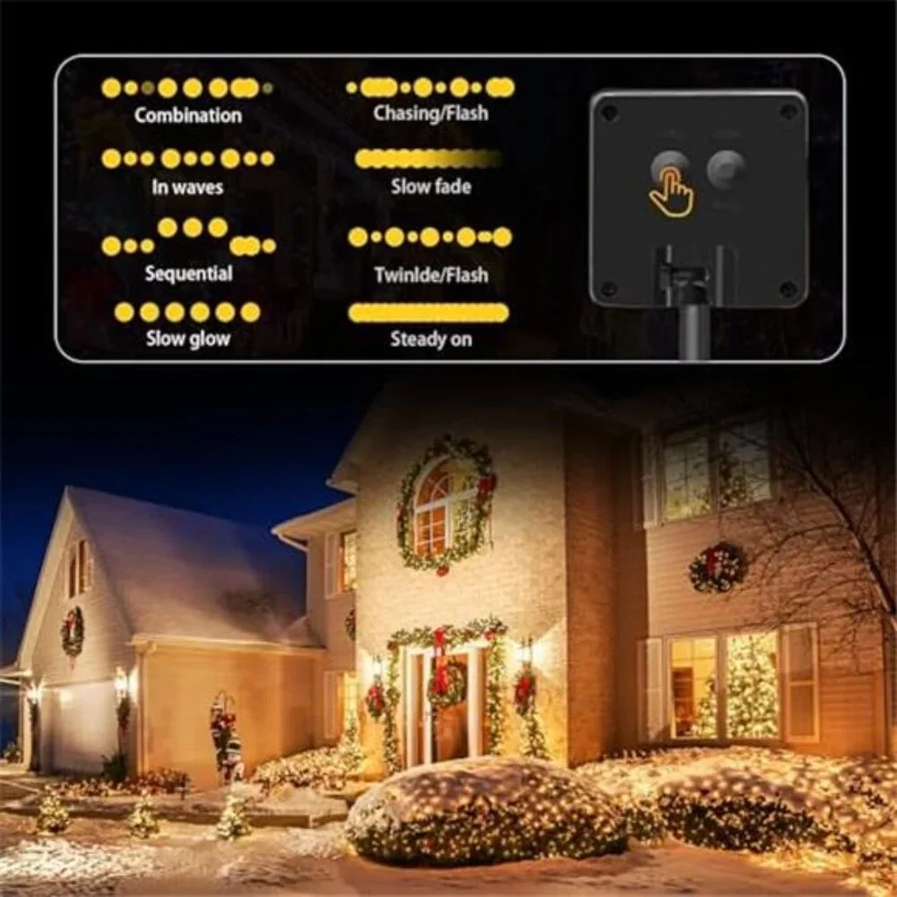 6 Pack 600 LED Solar String Lights 236FT Waterproof Outdoor Warm White